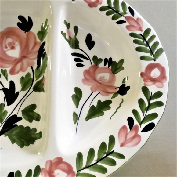 Platter Large Oval Divided FLORENCE COLLECTION 3 Sections Ceramic Italian Design - Picture 4 of 6
